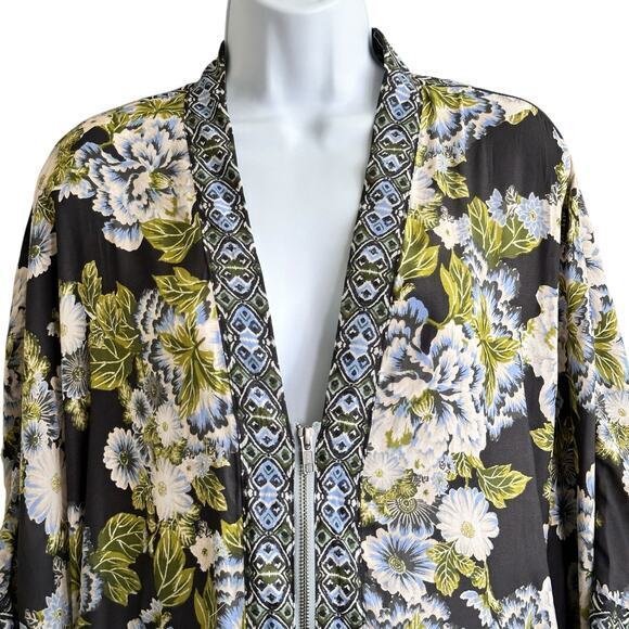 Free People Wildflower Cinched Zip Oversized Light Jacket‎ Kimono XS / S - Picture 5 of 10